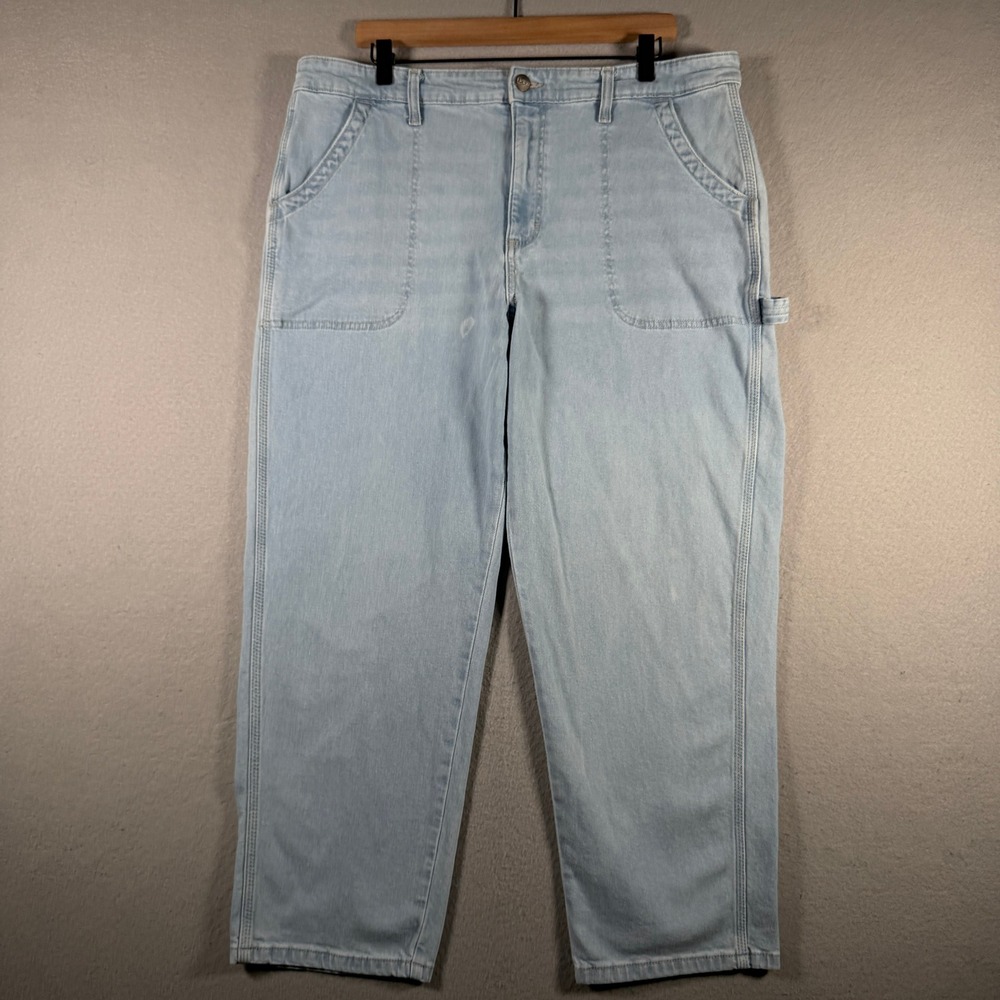 Lee Workwear Womens Light Wash Carpenter Jeans Hammer Loop Plus Size 18